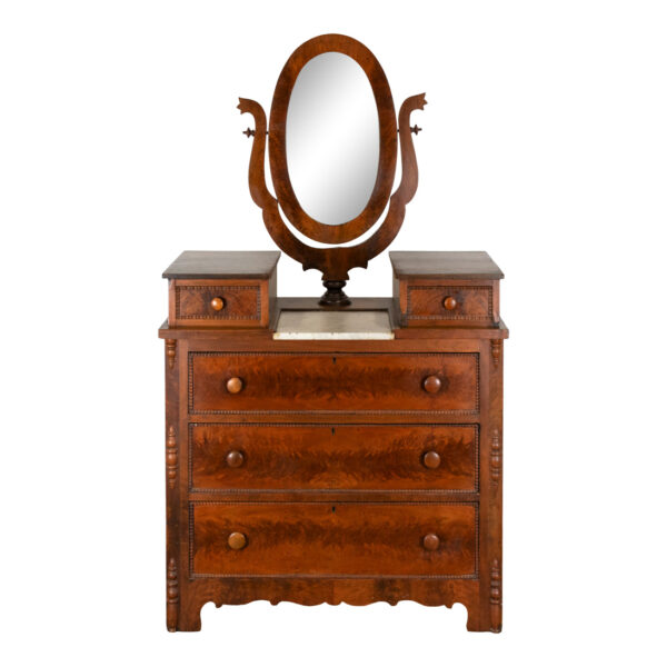 Antique Victorian Walnut Three Drawer Chest with Mirror - Image 1