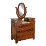 Antique Victorian Walnut Three Drawer Chest with Mirror - Image 2