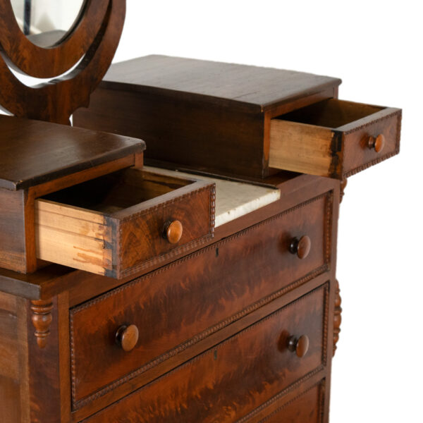 Antique Victorian Walnut Three Drawer Chest with Mirror - Image 5