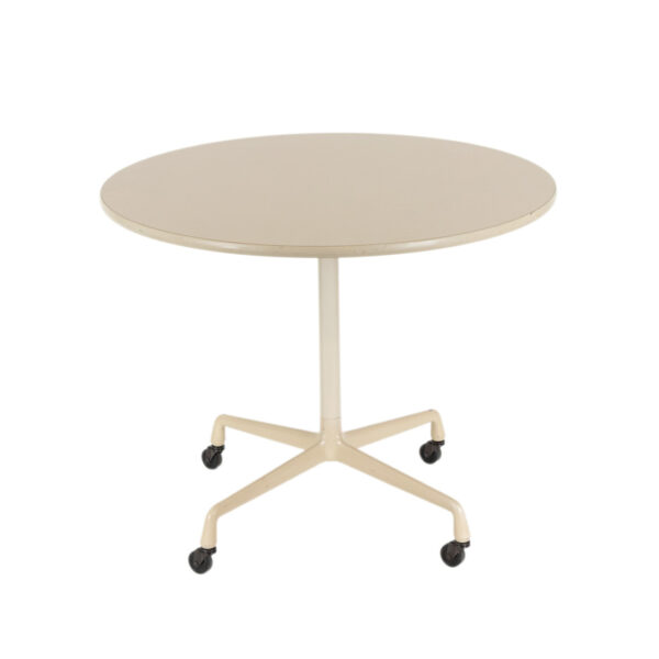 HERMAN MILLER Pedestal Table on Wheels in White - Image 1