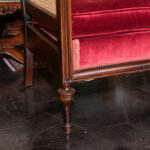 Antique Victorian Cane Back Parlor Sofa in Red Velvet Upholstery - Image 6