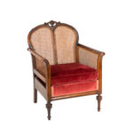 Antique Victorian Cane Back Parlor Chair in Red Velvet Upholstery - Image 2