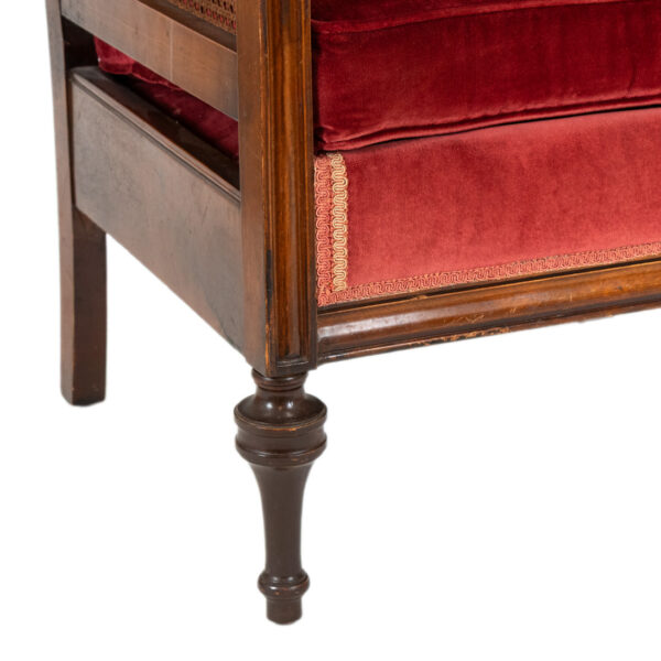 Antique Victorian Cane Back Parlor Chair in Red Velvet Upholstery - Image 5