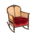Antique Victorian Cane Back Parlor Rocker in Red Velvet Upholstery - Image 2