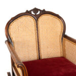 Antique Victorian Cane Back Parlor Rocker in Red Velvet Upholstery - Image 3