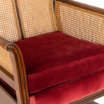 Antique Victorian Cane Back Parlor Rocker in Red Velvet Upholstery - Image 4