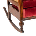Antique Victorian Cane Back Parlor Rocker in Red Velvet Upholstery - Image 5