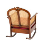 Antique Victorian Cane Back Parlor Rocker in Red Velvet Upholstery - Image 7