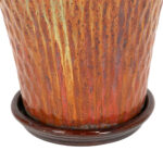CAMPANIA Planter with Underplate in Orange and Brown Drip Glaze - Image 3