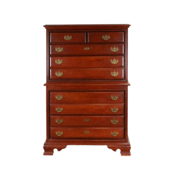 Vintage Cherry 6 Drawer Highboy Dresser - Image 1