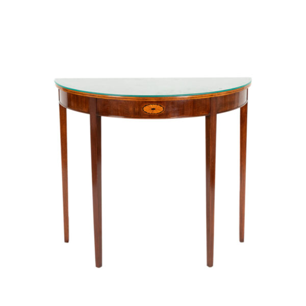Mahogany Demilune Table with Medallion Inlay - Image 1
