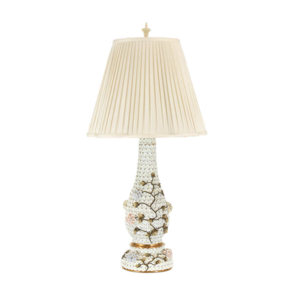 Vintage Meissen Style Floral Snowball Vase Lamp - Image 1
