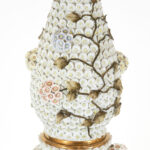 Vintage Meissen Style Floral Snowball Vase Lamp - Image 3