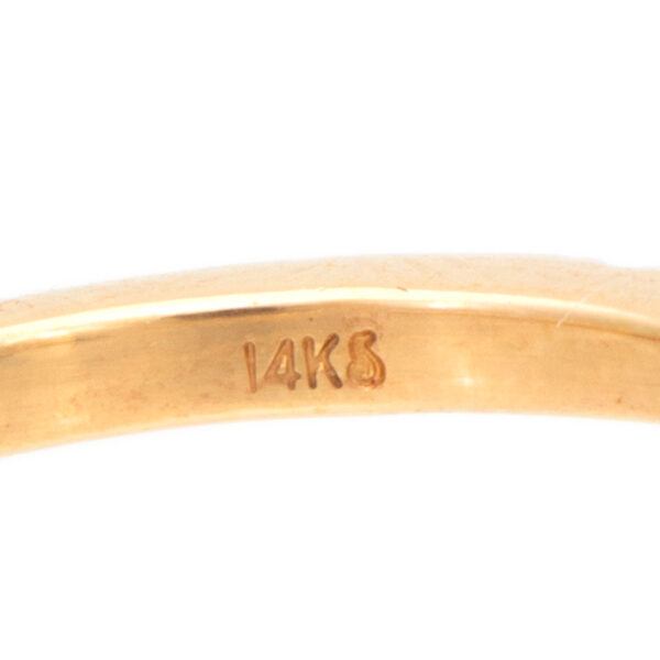 Sapphire and Diamond Ring with Carved Leaf Accents in 14 Karat Gold - Image 6