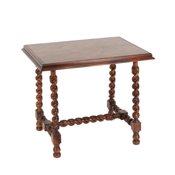 Chevron Pattern Top End Table on Spiral Legs - Image 1