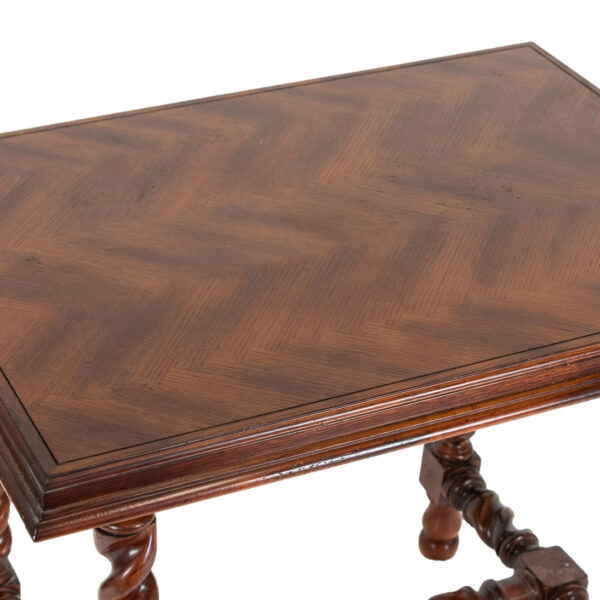 Chevron Pattern Top End Table on Spiral Legs - Image 2