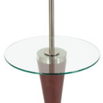 Brushed Nickel and Dark Wood Floor Lamp with Glass Table - Image 3