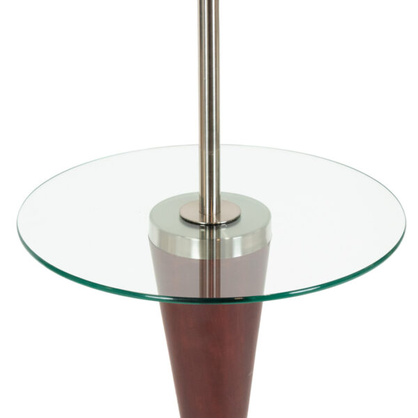 Brushed Nickel and Dark Wood Floor Lamp with Glass Table - Image 3