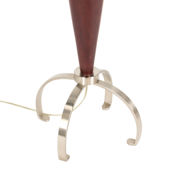 Brushed Nickel and Dark Wood Floor Lamp with Glass Table - Image 4