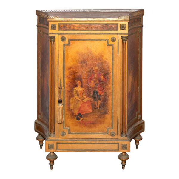 Antique Verne Marten Style Painted One Door Cabinet - Image 1