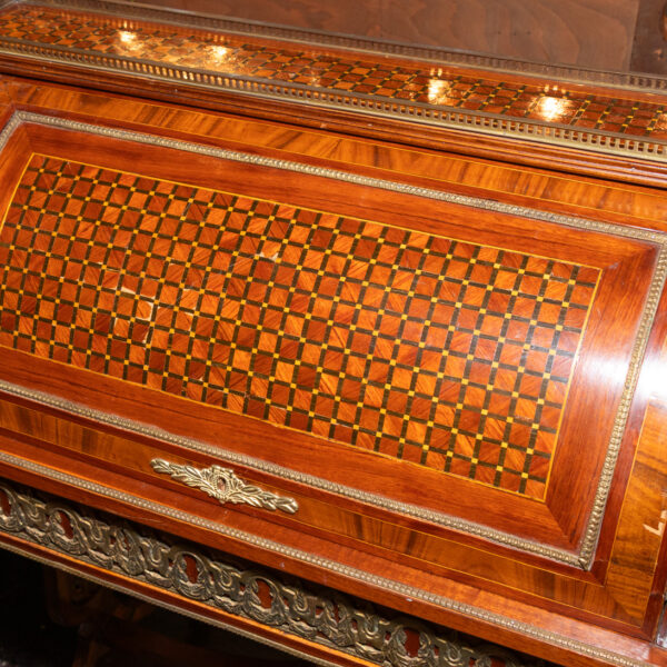 French Style Inlaid Cylinder Rolltop Desk - Image 2