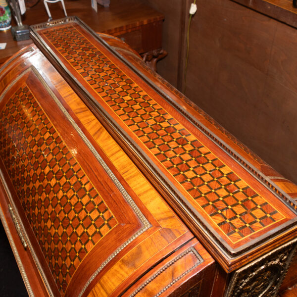 French Style Inlaid Cylinder Rolltop Desk - Image 3