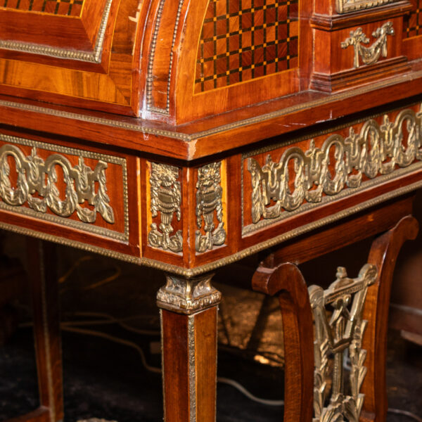 French Style Inlaid Cylinder Rolltop Desk - Image 5