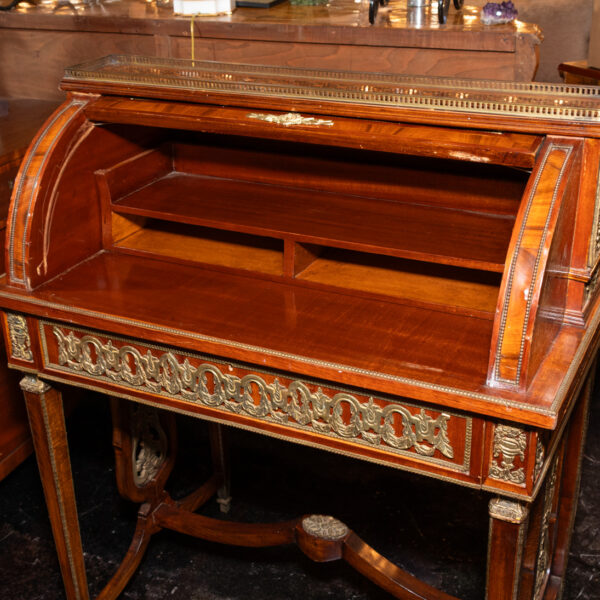 French Style Inlaid Cylinder Rolltop Desk - Image 6
