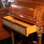 French Style Inlaid Cylinder Rolltop Desk - Image 7