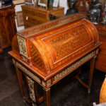French Style Inlaid Cylinder Rolltop Desk - Image 9
