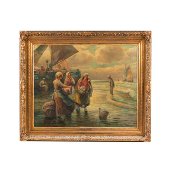 Antique D. PRUCHA “Fishermen’s Return” Painting - Image 1