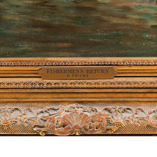 Antique D. PRUCHA “Fishermen’s Return” Painting - Image 3