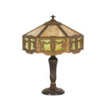 Antique Winged Griffin Slag Glass Lamp