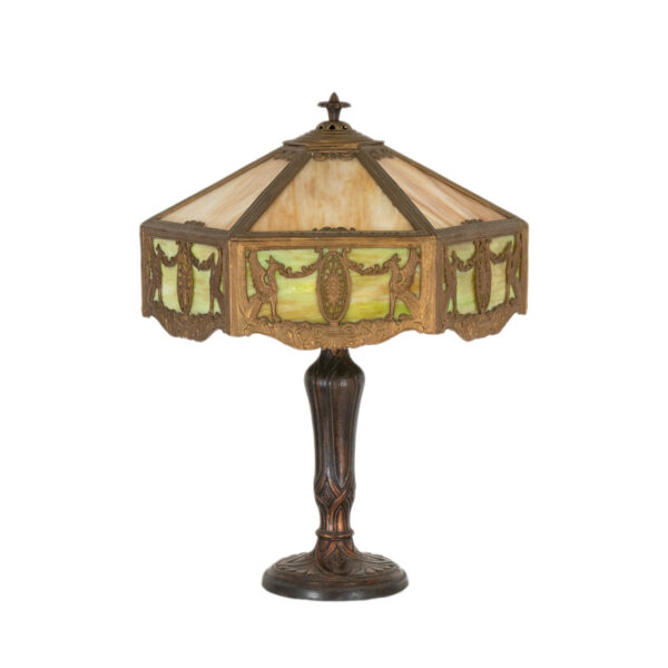 Antique Winged Griffin Slag Glass Lamp - Image 1