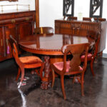 Antique American Empire Dining Table with 3 Leaves and 4 Chairs - Image 8