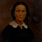 Antique Oil Portrait on Canvas of a Woman in Black - Image 2
