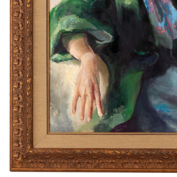 Original Oil on Canvas of Woman in Burgundy Hat - Image 4