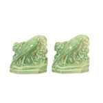 Pair of ROOKWOOD Green Glazed Bird Bookends
