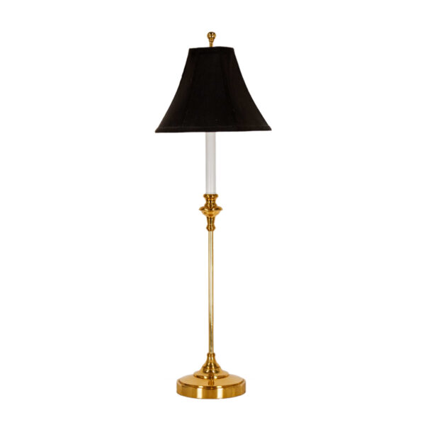 MAITLAND SMITH Brass Candlestick Lamp with Black Shade - Image 1