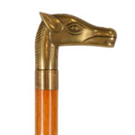 Vintage Wood Cane with Brass Horse Head Handle - Image 2