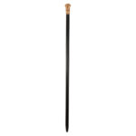 Vintage Black Walking Stick with Engraved Brass Knob