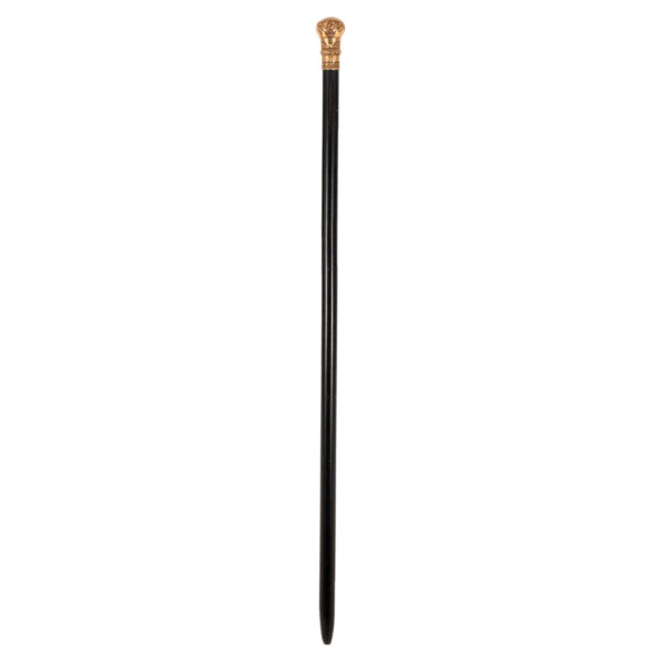 Vintage Black Walking Stick with Engraved Brass Knob - Image 1