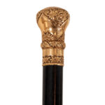 Vintage Black Walking Stick with Engraved Brass Knob - Image 2