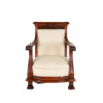 Wood Framed Accent Chair with Paw Feet in Ivory Upholstery