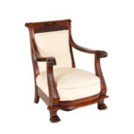 Wood Framed Accent Chair with Paw Feet in Ivory Upholstery - Image 2