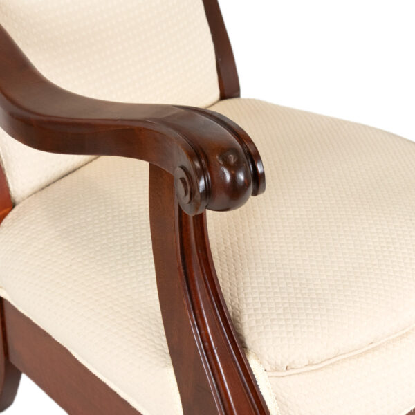 Wood Framed Accent Chair with Paw Feet in Ivory Upholstery - Image 4