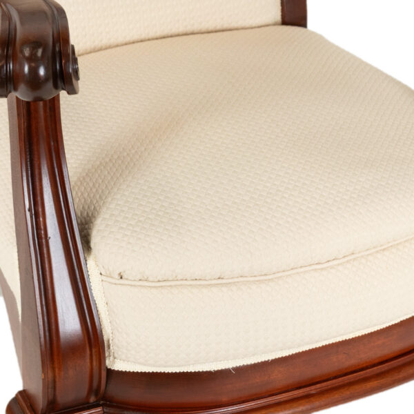 Wood Framed Accent Chair with Paw Feet in Ivory Upholstery - Image 5