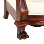 Wood Framed Accent Chair with Paw Feet in Ivory Upholstery - Image 6