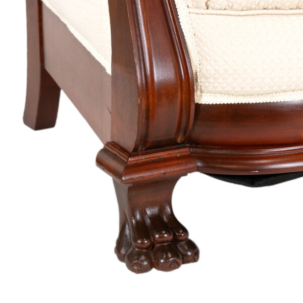 Wood Framed Accent Chair with Paw Feet in Ivory Upholstery - Image 6
