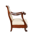 Wood Framed Accent Chair with Paw Feet in Ivory Upholstery - Image 7